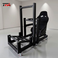 Cockpit de simulation de course avec siège, cadre en aluminium, simulateur de course pour volant à entraînement direct, pédales, système complet, châssis