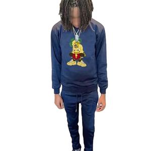 Chándal unisex de alta calidad con logotipo personalizado bordado, pantalones apilados estampados, traje para correr con capucha, colección de invierno de talla grande - Product Image 2