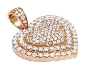 Élégant nouveau pendentif classique en forme de cœur glacé avec diamants ronds Moissanite étincelants Collier de bijoux en argent romantique - Product Image 2