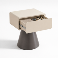 Table de chevet moderne en MDF de qualité E0, base conique, design minimaliste, écologique et durable pour le mobilier de salon