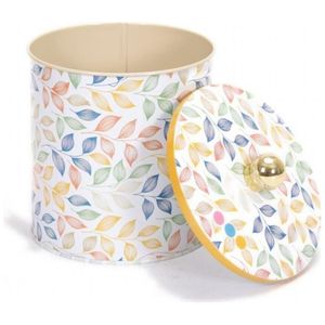 Kontensan EF14342 2.1L Metal Round Food Storage Canister with Knob Handle 140x150mm Leaf Pattern Design - Product Image 4