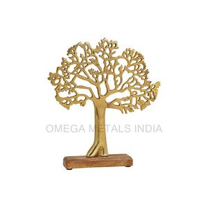 Decoración del hogar en forma de hoja de aluminio de color dorado de alta calidad con base de madera de calidad terminada - Product Image 2