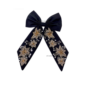 Hot Sale Boutique Cotton <b>Hair</b> Bows Girls Custom Design Beads Embroidery Wholesale Latest Small <b>Flower</b> - Product Image 2