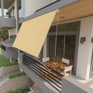 Tenda a Caduta Beige 300x250 cm con Braccio Avvolgibile e Staffe di Fissaggio per Balcone e Terrazza - Product Image 3