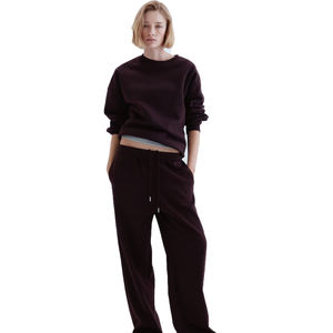 Sudaderas de Alta Calidad para Mujer, Hombros Caídos, Felpa, Lisas, Gruesas, de Algodón, Cuello Redondo, Estilo Urbano - Product Image 2