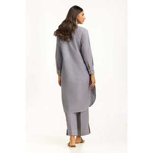 Conjunto Casual de Dos Piezas en Chambray Lila con Botones para Mujer, Talla XS/XS, Corte Holgado, para Primavera/Verano - Product Image 4