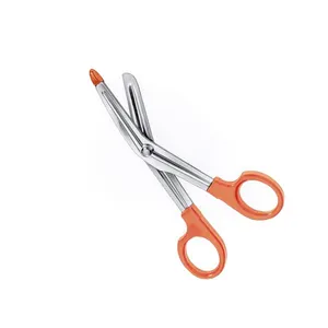 LISTER Bandage Scissors Angled To Side Serrated Inside 1 Blade Probe Pointed 145 mm 5.34" Plastic Handle Utility Scissor