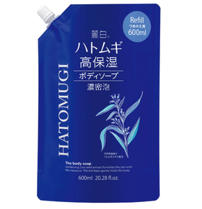 Savon pour le corps Kumanoyushi Reihaku Hatomugi à haute hydratation, mousse riche, recharge de 600 ml, soin de la peau, hydratant, fabriqué au Japon - Product Image 1