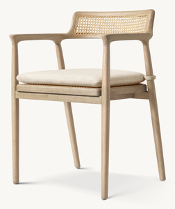 Sillón de madera Silla de comedor con correas de caña - Product Image 5