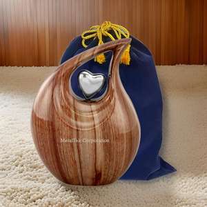 Coeur argenté décoratif finition bois aluminium larme crémation urne funéraire mémorial cendres enterrement cendres métal urnes pot en gros - Product Image 6
