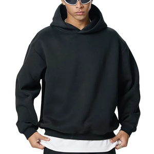 Sweat à capuche épais en molleton 100 % coton, coupe classique pour homme, streetwear d'hiver, teinture unie, écologique, haute qualité, 2026 - Product Image 2