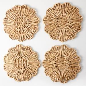 Set of Bohemian Water Hyacinth Floral <b>Placemats</b> Handmade Natural Woven Straw Charger Plates <b>Dining</b> <b>Table</b> Mats Wall Decoration - Product Image 1