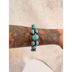 Bobby Johnson Kingman Fashion <b>Cuff</b> <b>Bracelet</b> Turquoise & Sterling <b>Silver</b> Cluster Design - Product Image 2