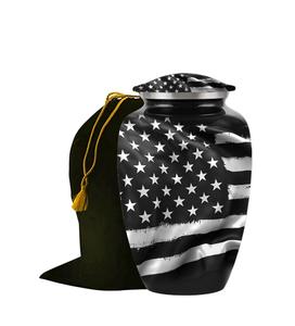 Bandera americana Urna blanca y negra para cenizas humanas Urnas conmemorativas para adultos para hombre y mujer Urna decorativa para cenizas de adultos Tamaño personalizado - Product Image 1