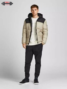 Chaqueta Unisex de Invierno 2025, Estilo Regular, Cuello Alto, Acolchada, Reversible, Ecológica, con Bolsillo Frontal, Chaqueta de Lona, Parka para Hombre - Product Image 4