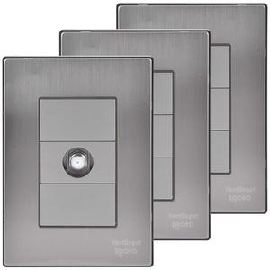 Presa coassiale da parete, MXIXF-003, 3 pezzi, presa coassiale, argento, acciaio inossidabile/PC. - Product Image 1