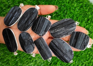 La mayoría de las tendencias elegante único bisel de plata esterlina encantos para mujeres princesa corte Natural negro turmalina Druzy colgante collar - Product Image 3