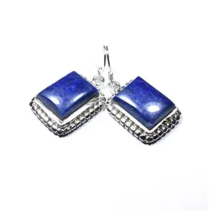 Lapis Lazuli 925 brincos de prata esterlina drop dangle hoop jhumka bali étnica indiana vintage jóias antigas para as mulheres