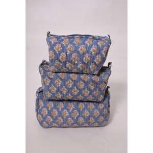 Indian Cotton Durable Portable Large Capacity Fashion Cosmetic Makeup <b>Bag</b> Printed Travel Zipper Pouch - Product Image 3