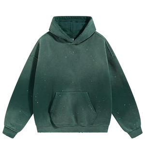 Sweat à capuche pour homme en coton 100% avec logo 3D en relief imprimé numériquement pour l'hiver, lavage à l'acide - Product Image 1