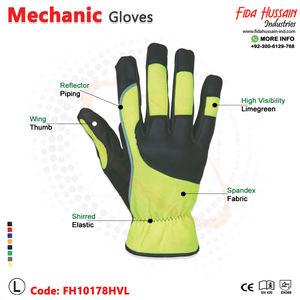 Guantes de mecánico de seguridad de cuero sintético de alta visibilidad Guantes DE TRABAJO resistentes sin forro Reflector Piping Mechanikerhandschuhe - Product Image 3