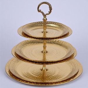 Antique Decorative Gold Iron Metal Cake <b>Stand</b> With Handcrafted Finish Ideal For Luxury Banquets Weddings And Upscale Events - Product Image 1