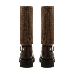 Bottines pour femmes respirantes en fourrure Marroni, à lacets, à enfiler, plateforme de neige, automne hiver, Gambale Maglia Pelle Di Made - Product Image 4