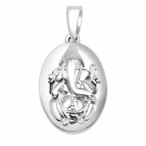 NOVAMART Fine Zarkan 925 <b>Silver</b> Ganesha <b>Locket</b> Religious Charm Pendant with Rose Gold and 14K Plating Made in India Wholesale Ex - Product Image 2