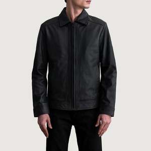 Veste en cuir réversible zippée Inferno Vintage, noir mat, en cuir de vachette et peau d'agneau, imperméable, automne, XS, OEM, revêtement PU, décontractée pour homme - Product Image 1