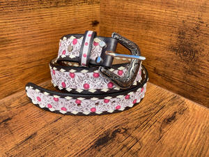 Cinturones florales pintados a mano y mecanizados a mano, cinturones unisex de cuero auténtico hechos a mano, novedad - Product Image 2