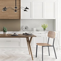 Ensembles de meubles pour restaurants, cafés et bars, tables en bois, ensemble de chaises en cuir, design industriel, chaises empilables, maison, école, salon