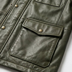 Veste en cuir élégante pour homme, coupe ajustée, en cuir véritable, style motard, durable, confortable, veste d'hiver pour un usage décontracté - Product Image 4