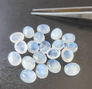 Cabochon ovale en pierre de lune arc-en-ciel naturel 3x5mm-20x30mm pierre précieuse en vrac à dos plat pour la fabrication de bijoux en gros - Product Image 2