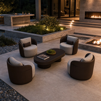 Luxuriöses Modernes Holz-Outdoor-Sofa-Set mit Liegestühlen und Kaffeetisch, Garten-Terrassenmöbel für Villa, Resort, Hotel und Poolbereich