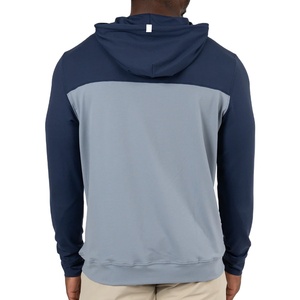 basics cotton blended Two Tone Blue Lightweight Hoodie Men Soft Cotton Pullover Sweatshirt Custom Logo Hooded <b>Jumper</b> - Product Image 3