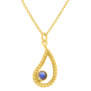 Unisex 925 Sterling Silver Necklace with Gold Plated Labradorite Trendy Religious Style for Weddings and Parties Perfect Gift - Product Image 1