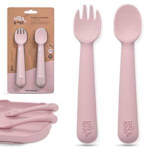 Juego de Cuchara y Tenedor de Silicona Rosa Oscuro para Recién Nacidos y Niños Pequeños de 0 a 12 Meses - Product Image 1