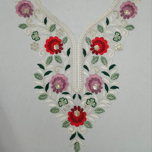 Col en filet à l'aspect riche avec broderie à la main et détail de paillettes pour robe chemisier festive kurti tenue de couture ethnique - Product Image 5