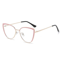 Gafas de moda ojo de gato Marcos de metal Anti luz azul Marco óptico Mujeres Gafas al por mayor