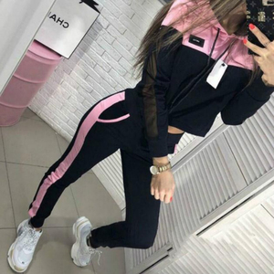 Logotipo de transferencia de calor designm Ladies High Street Wear Chándales Joggers Trajes Set Chándal Mujeres Conjunto de 2 piezas - Product Image 2