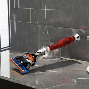 Mango de Color cromado y mármol de primera calidad, Metal de latón Compatible con Gillette para Fusion Flexball Razor Blade impresionante maquinilla de afeitar - Product Image 3