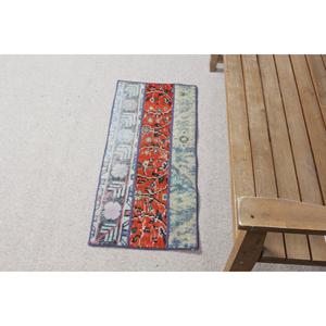 Vintage Small Rug, 1.3x2.9 ft Turkish Rug, <b>Red</b> <b>Wool</b> Rug - Product Image 3