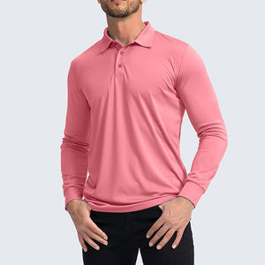 Polo teint en plaine avec logo personnalisé pour hommes Polo respirant à manches longues de haute qualité pour hommes - Product Image 4