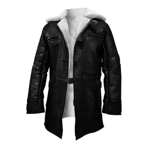 Comprar abrigos de piel de oveja vintage de alta calidad forro de lana real puños acanalados chaqueta de bombardero de invierno cálida con estilo - Product Image 5
