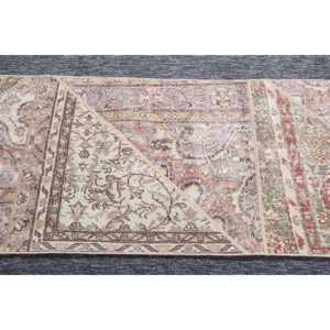 Petit tapis turc patchwork 2,2x7,3 pi (67x224 cm), tapis patchwork vintage marron - Product Image 4