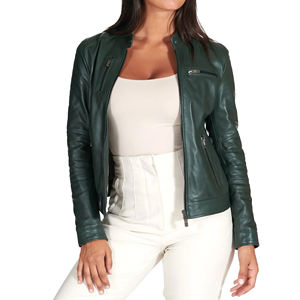 Veste matelassée en cuir de vache véritable vert pour homme, tendance, écologique, design unique, couleurs personnalisées, OEM disponible - Product Image 5