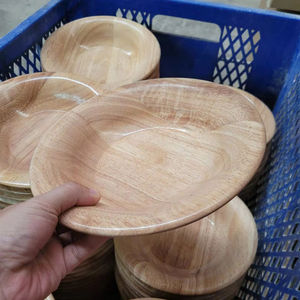 Plato de madera de caucho natural para el desayuno, pan y aperitivos/plato de madera con logotipo personalizado, utensilios de cocina, hogar, Hotel, restaurante, fiesta - Product Image 1