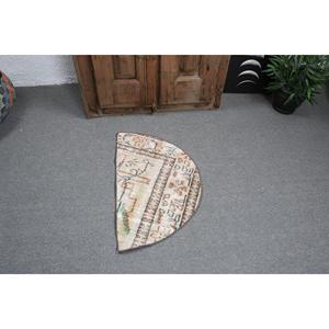 Vintage 2.5x1.5 ft Rug, Turkish Rug, <b>Brown</b> Polka dot Rug <b>Wool</b> - Product Image 3