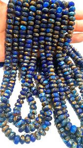 Perles rondes en lapis-lazuli naturel, cuivre et turquoise, 8 mm, de haute qualité pour la fabrication de bijoux, vendues par brin de 8 pouces de long - Product Image 3