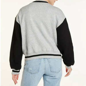 Chaqueta Corta Varsity con Mangas de Cuero Genuino y Bordado de Parches para Hombre, Chaqueta de Invierno - Product Image 4